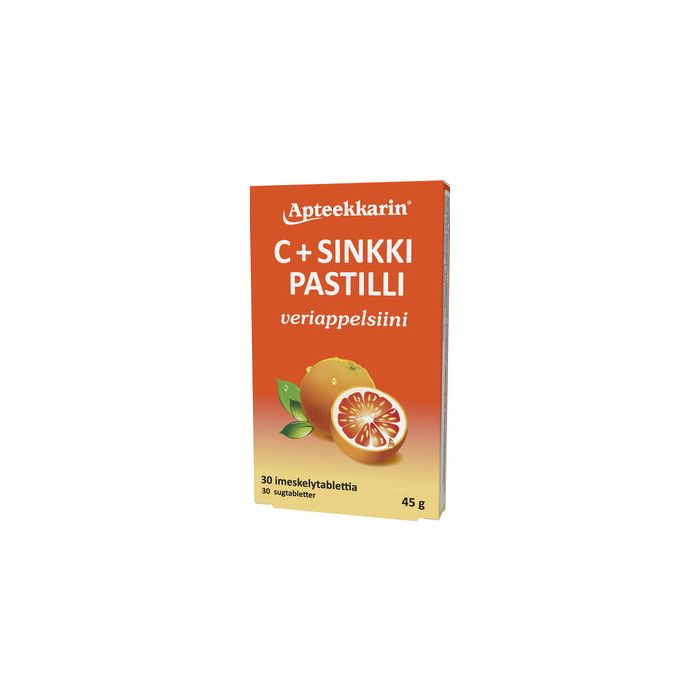 1000017067_Apteekkarin_C_Sinkki_veriappelsiini_pastilli_30_kpl_pakkauskuva_Pakkauskuva6149_jpg