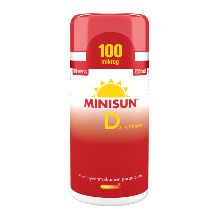 Minisun D-vitamiini 100 mikrog 200 tabl