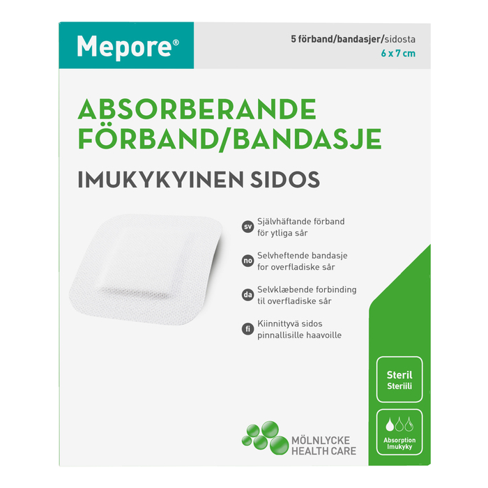 Mepore kiinnittyvä sidos 6x7cm 5 kpl