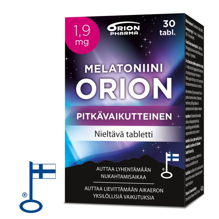 13369_Melatoniini_Orion_1_9_Mg_30_Tabl_Pitkavaikutteinen_Paketti_Oikealta_RGB_Web_Flag