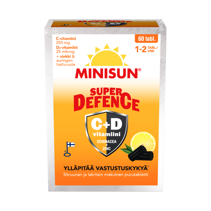 Minisun Super Defence Sitruuna-Lakritsi 60 purutabl