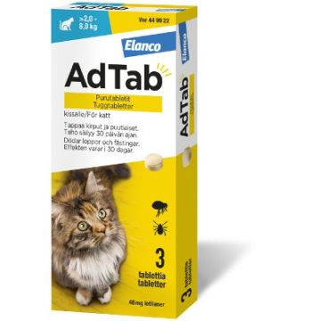 AdTab purutabletti 48 mg kissalle (> 2,0–8,0 kg) 3 fol