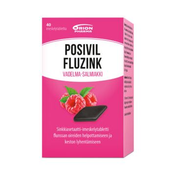 Posivil FluZink vadelma-salmiakki 40 imeskelytablettia