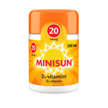 Minisun D-vitamiini 20 mikrog 100 purutabl