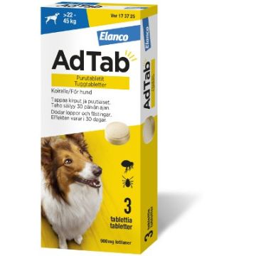AdTab purutabletti 900 mg koiralle (> 22–45 kg) 3 fol