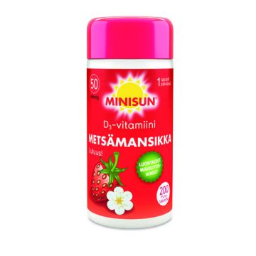 Minisun D-vitamiini Metsämansikka 50 mikrog 200 purutabl