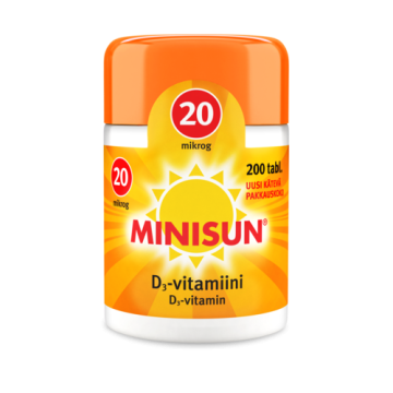 Minisun D-vitamiini 20 mikrog 200 tabl