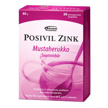 POSIVIL ZINK MUSTAHERUKKA KUUMAJUOMAJAUHE 20 ANNOSPUSSIA